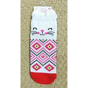 So!‎ Kitty Cat Soft No Show Socks with Ears Cute Pink Sz 9-11 NWT